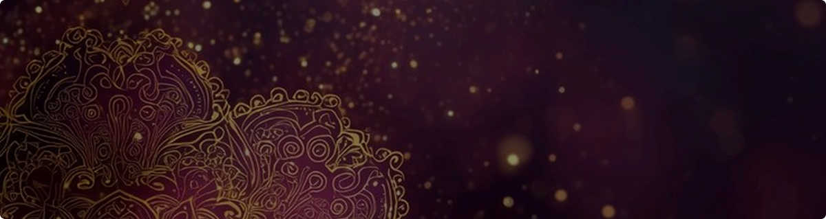 An elegant, banner-shaped background featuring intricate gold line art